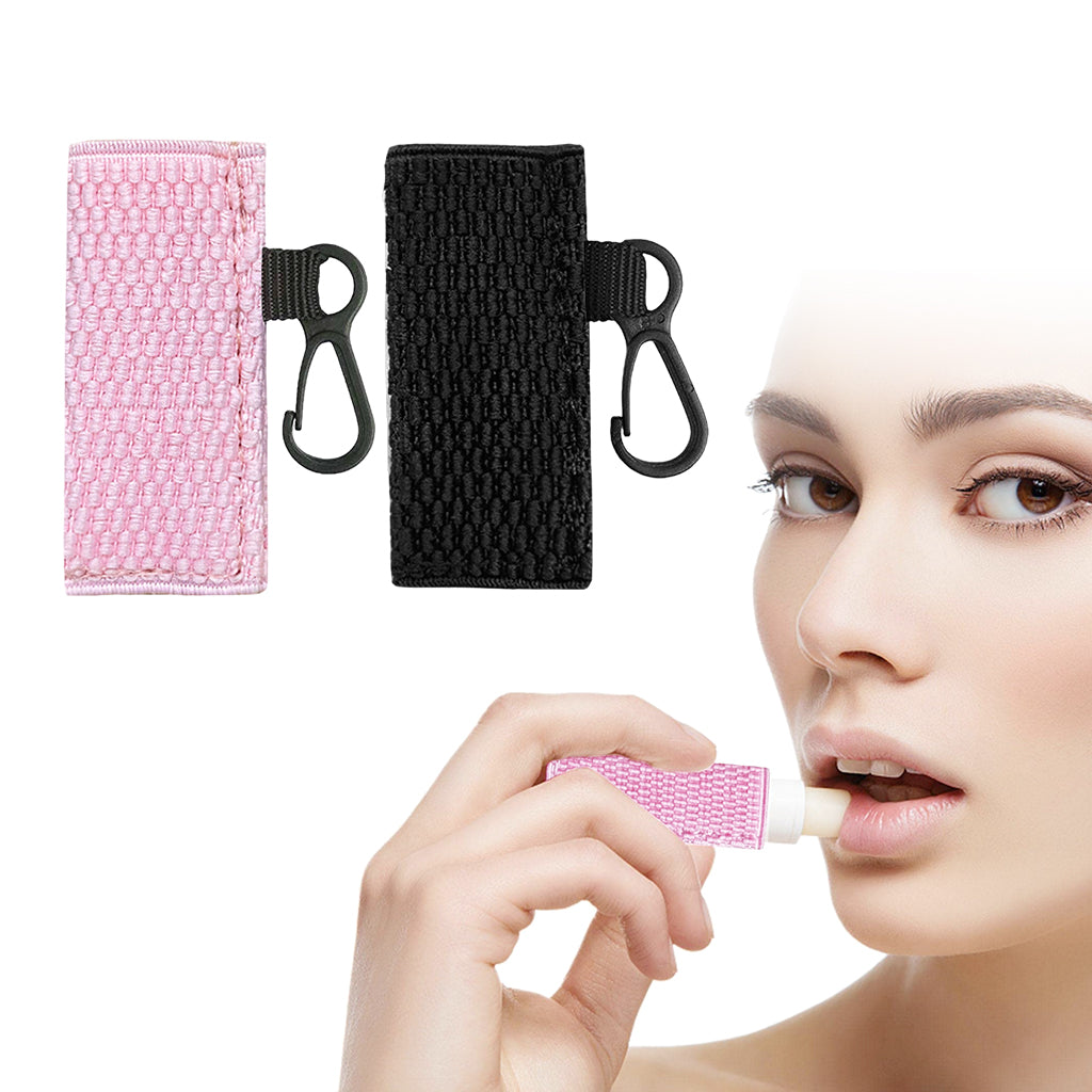 MAYCREATE 2pcs Lipstick Holder Keychain Sleeves, Lip Balm Lipstick Case Holder Key Chain, Elastic Tight-Knit Chapstick Keychains, Portable Clip on Lip Balm Pouch for Women Girls (Black & Pink) MAYCREATE 2pcs Lipstick Holder Keychain Sleeves, Lip Balm Lipstick Case Holder Key Chain, Elastic Tight-Knit Chapstick Keychains, Portable Clip on Lip Balm Pouch for Women Girls (Black & Pink)